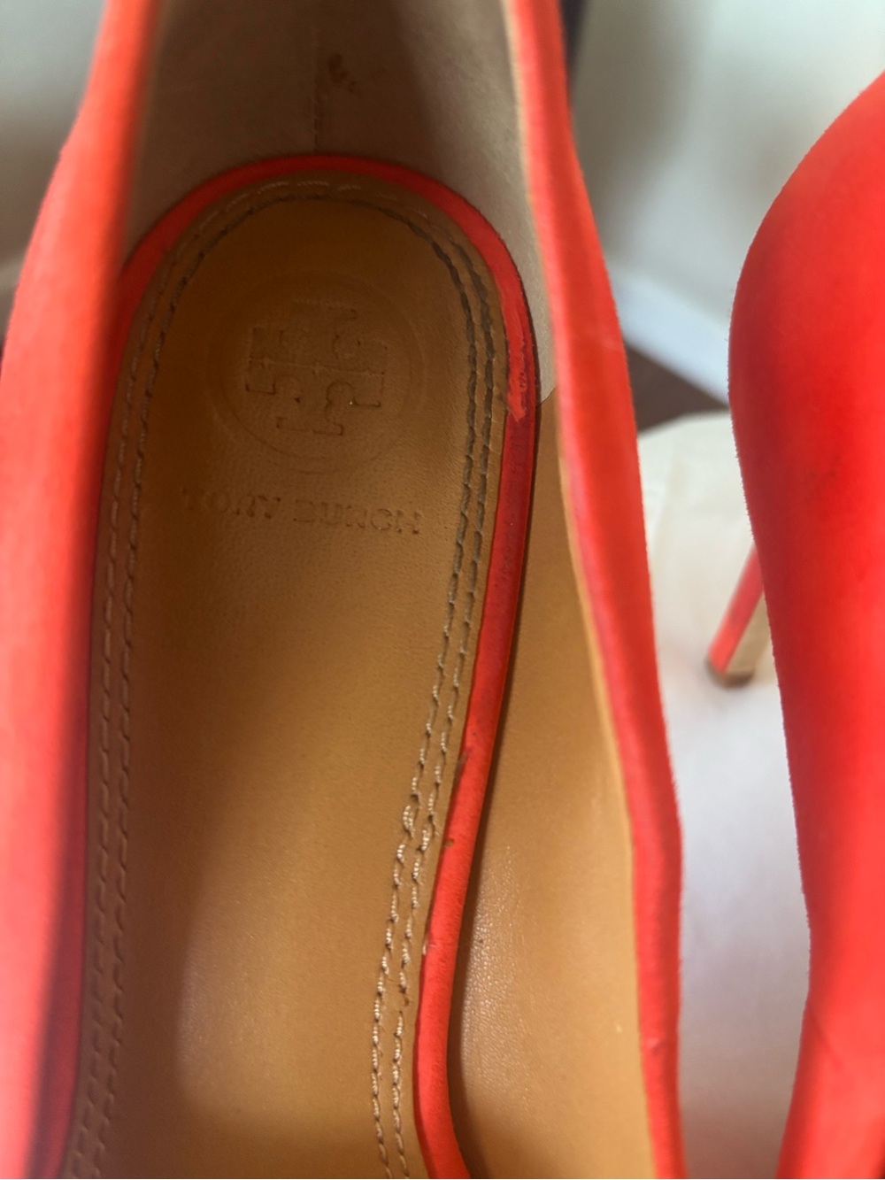 Tory Burch Bright Coral Pointed-Toe Pumps - Picture 3 of 10